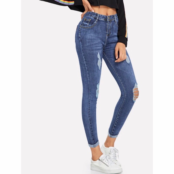 Ripped Skinny Jeans M - Picture 3 of 5